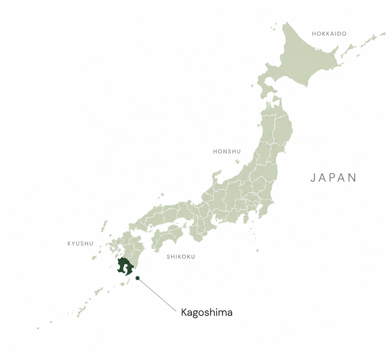 Map of Japan with Kagoshima highlighted