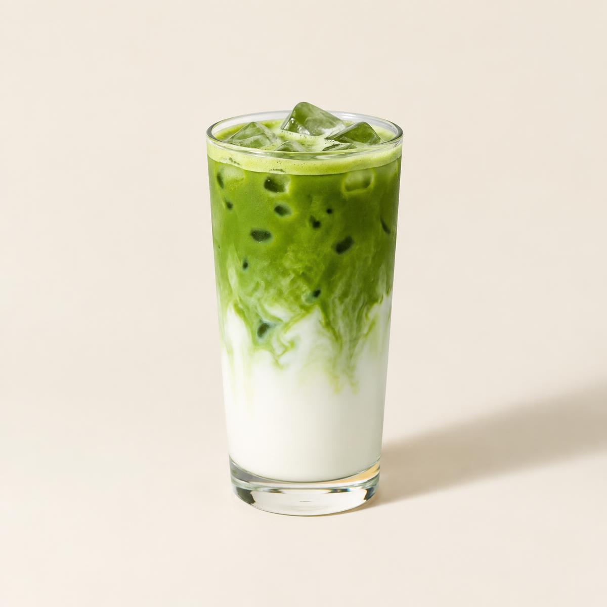 Iced matcha latte over ice